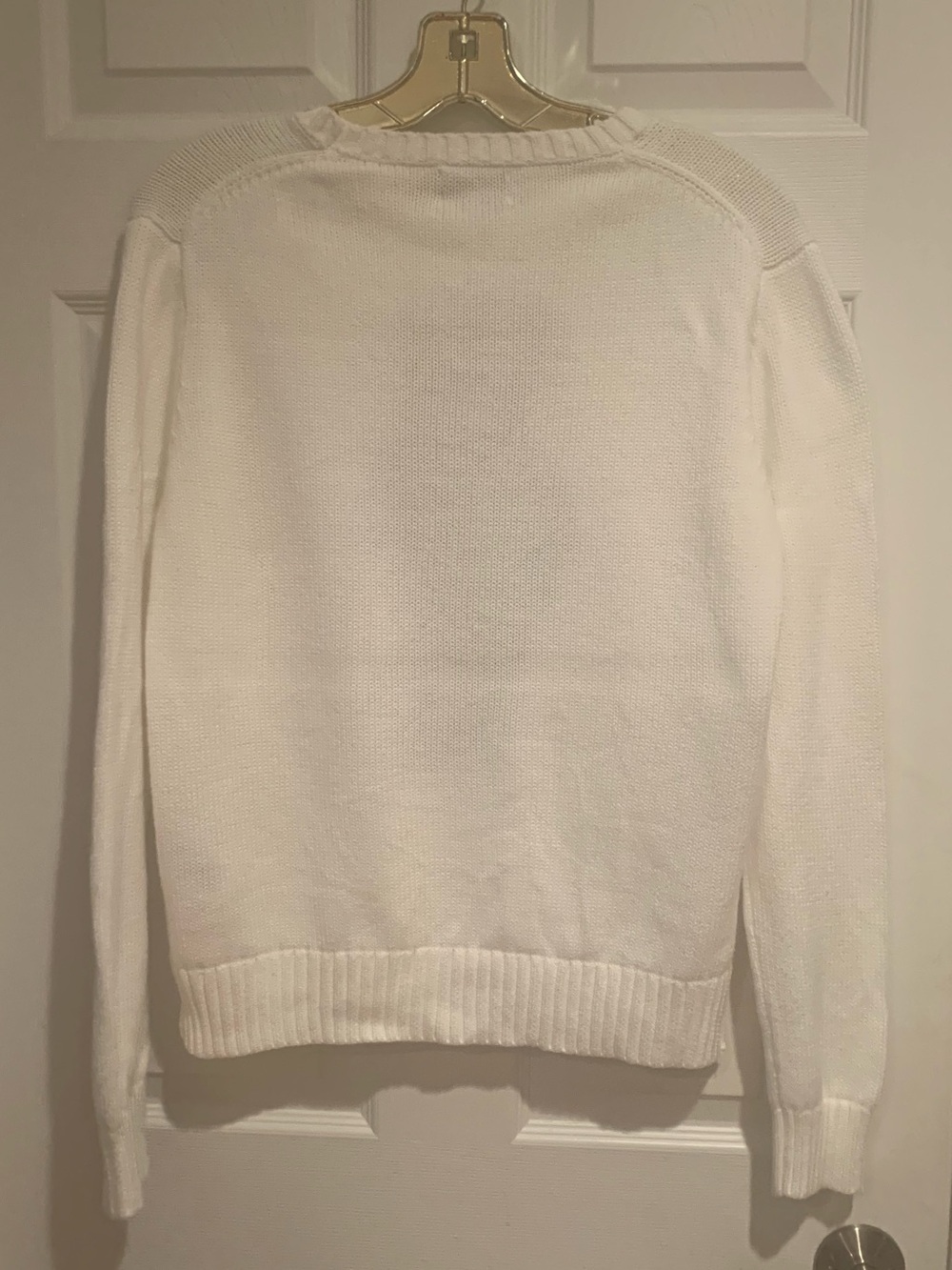 NWOT Polo Ralph Lauren 100% Cotton White Crewneck Sweater with Polo Bear - Picture 10 of 12